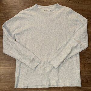 Abercrombie Grey Long-Sleeve Grid Waffle Tee (Medium)